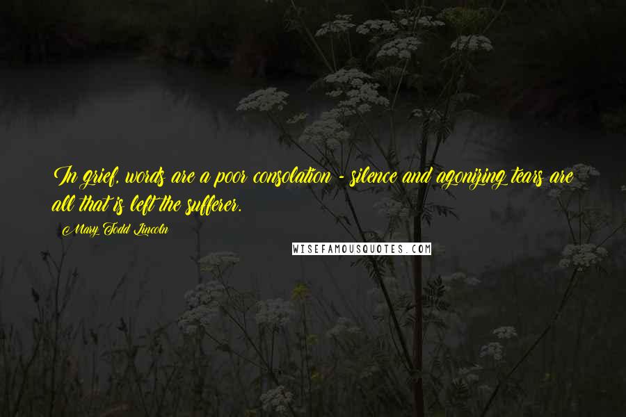 Mary Todd Lincoln Quotes: In grief, words are a poor consolation - silence and agonizing tears are all that is left the sufferer.