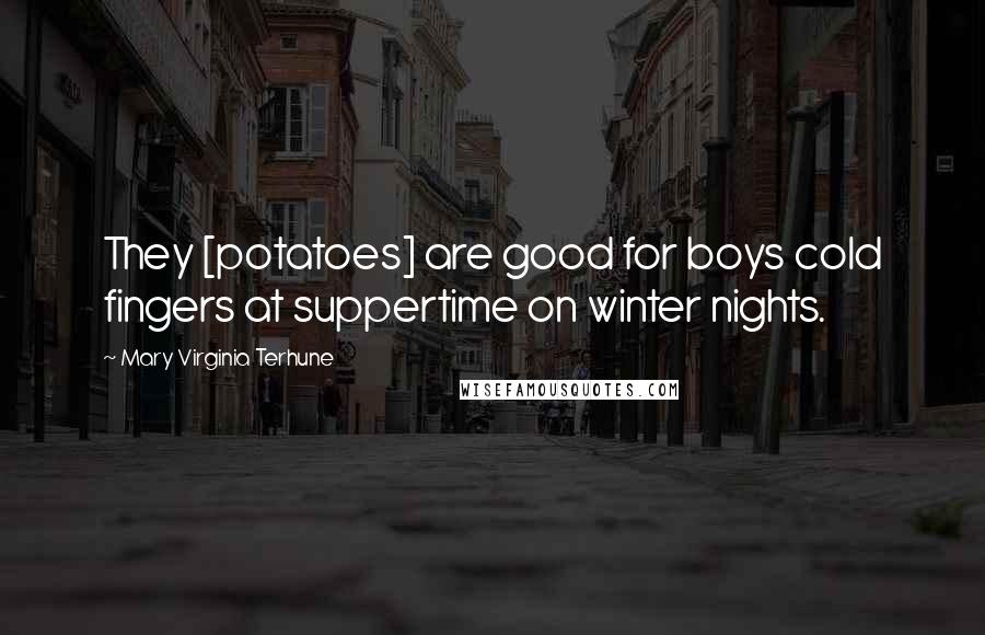 Mary Virginia Terhune Quotes: They [potatoes] are good for boys cold fingers at suppertime on winter nights.