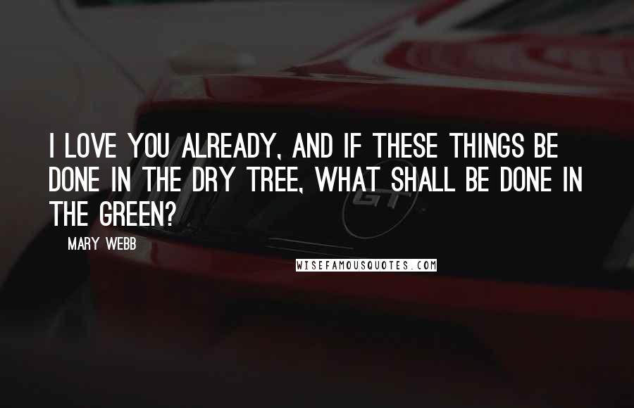 Mary Webb Quotes: I love you already, and if these things be done in the dry tree, what shall be done in the green?