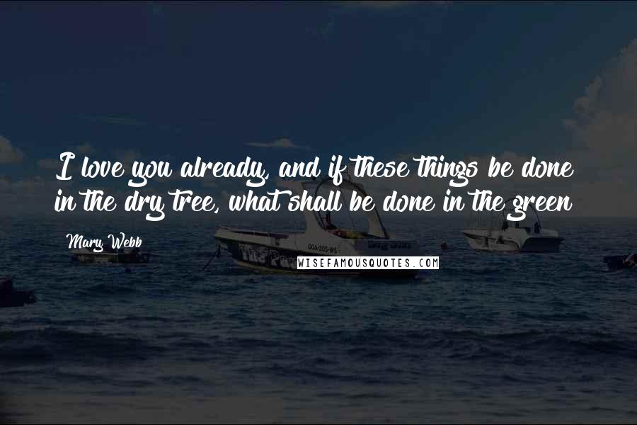 Mary Webb Quotes: I love you already, and if these things be done in the dry tree, what shall be done in the green?