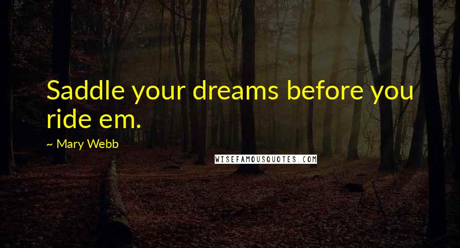 Mary Webb Quotes: Saddle your dreams before you ride em.