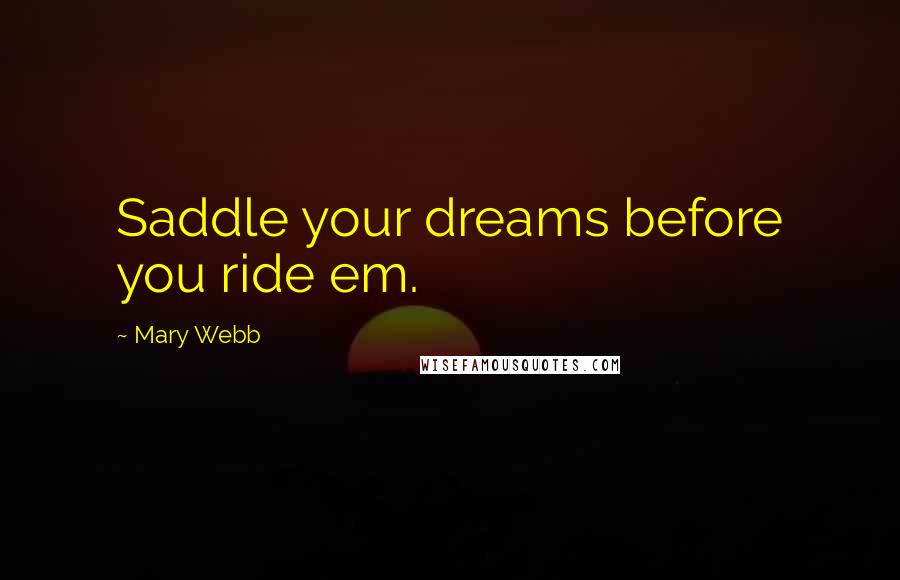 Mary Webb Quotes: Saddle your dreams before you ride em.