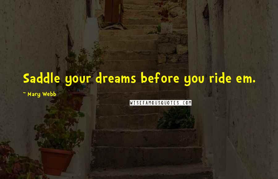 Mary Webb Quotes: Saddle your dreams before you ride em.