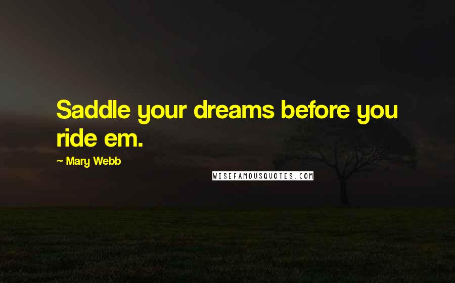 Mary Webb Quotes: Saddle your dreams before you ride em.