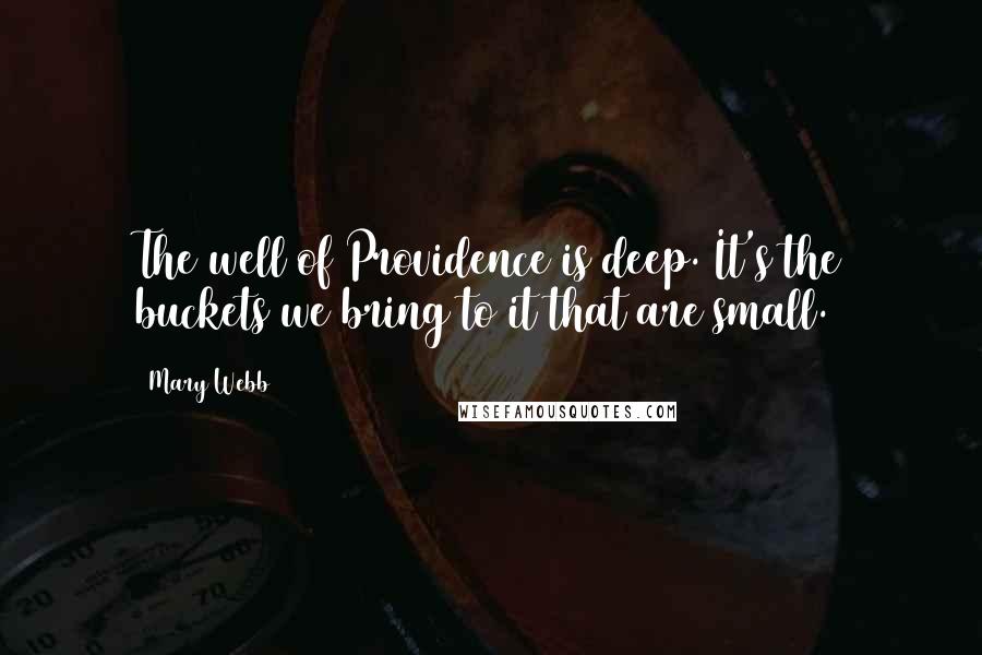 Mary Webb Quotes: The well of Providence is deep. It's the buckets we bring to it that are small.