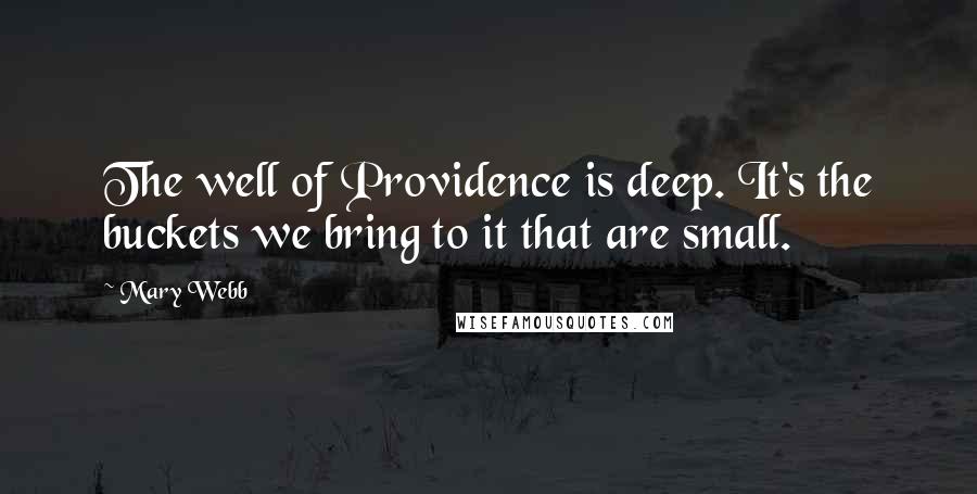 Mary Webb Quotes: The well of Providence is deep. It's the buckets we bring to it that are small.