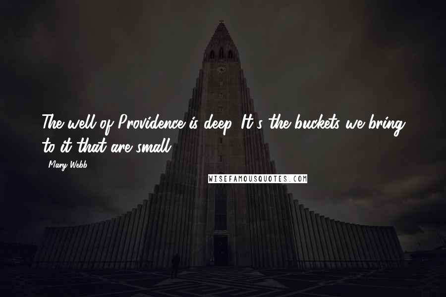 Mary Webb Quotes: The well of Providence is deep. It's the buckets we bring to it that are small.