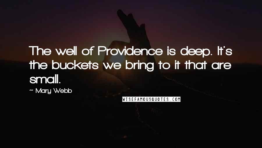 Mary Webb Quotes: The well of Providence is deep. It's the buckets we bring to it that are small.