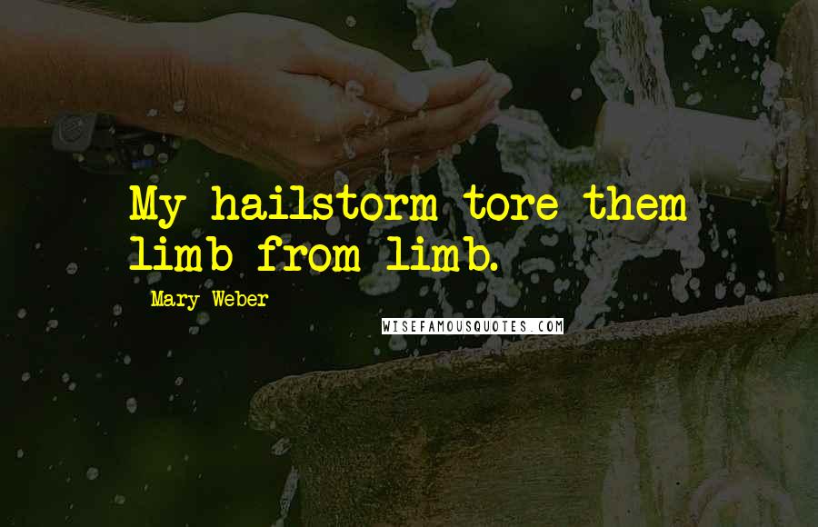 Mary Weber Quotes: My hailstorm tore them limb from limb.
