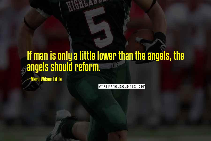 Mary Wilson Little Quotes: If man is only a little lower than the angels, the angels should reform.