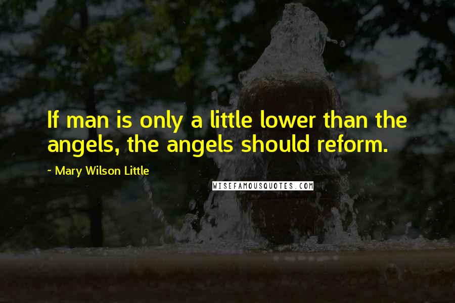 Mary Wilson Little Quotes: If man is only a little lower than the angels, the angels should reform.