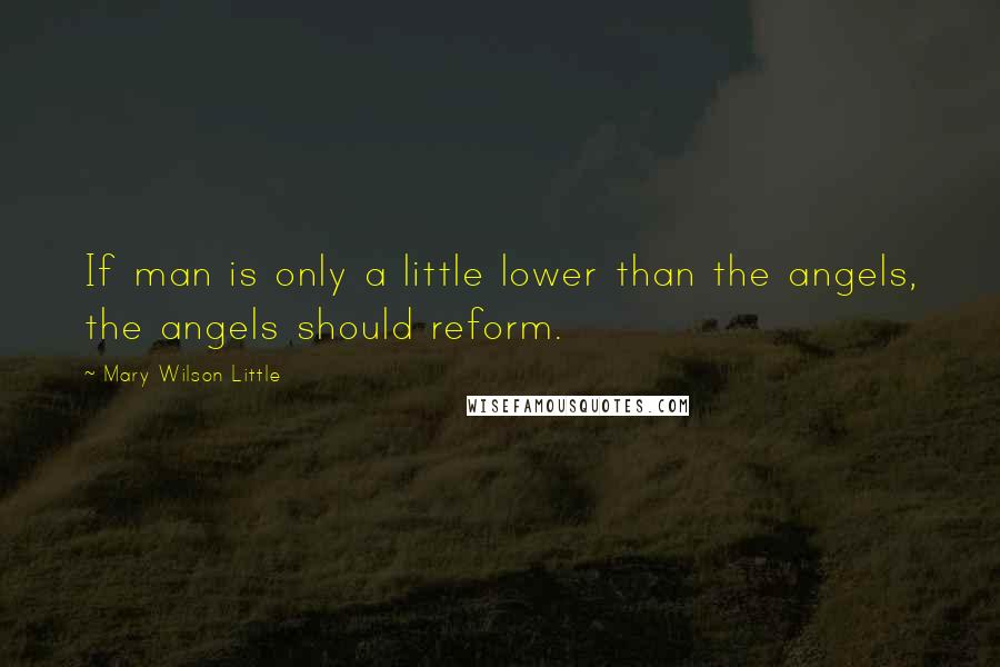 Mary Wilson Little Quotes: If man is only a little lower than the angels, the angels should reform.