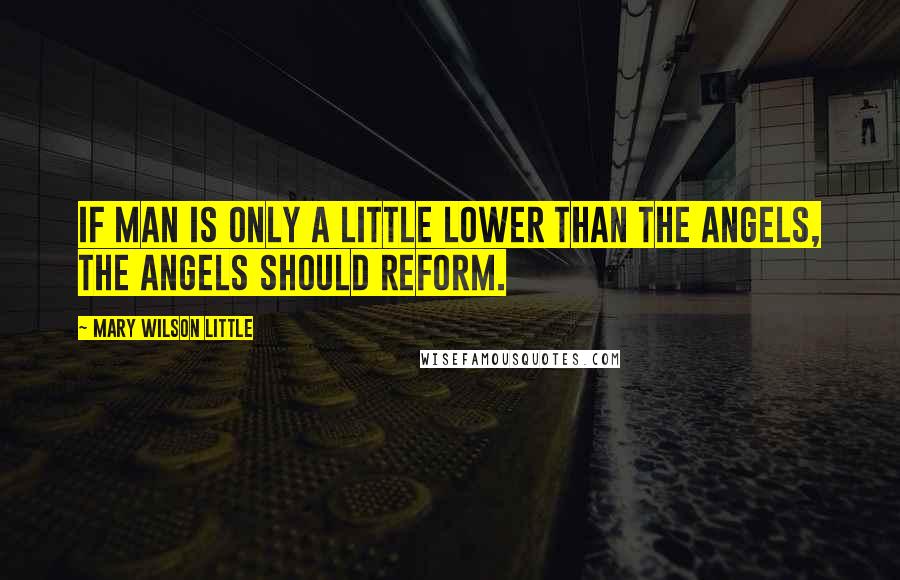 Mary Wilson Little Quotes: If man is only a little lower than the angels, the angels should reform.