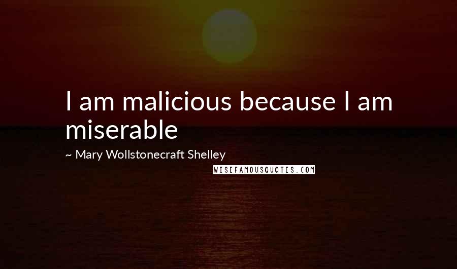 Mary Wollstonecraft Shelley Quotes: I am malicious because I am miserable