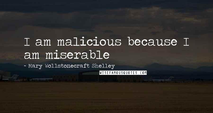 Mary Wollstonecraft Shelley Quotes: I am malicious because I am miserable