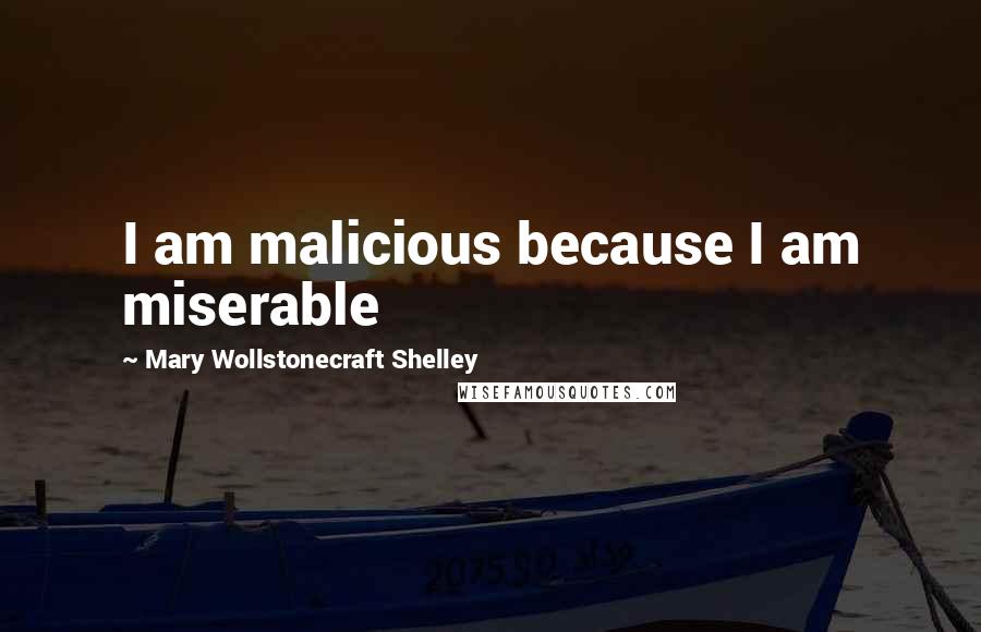 Mary Wollstonecraft Shelley Quotes: I am malicious because I am miserable