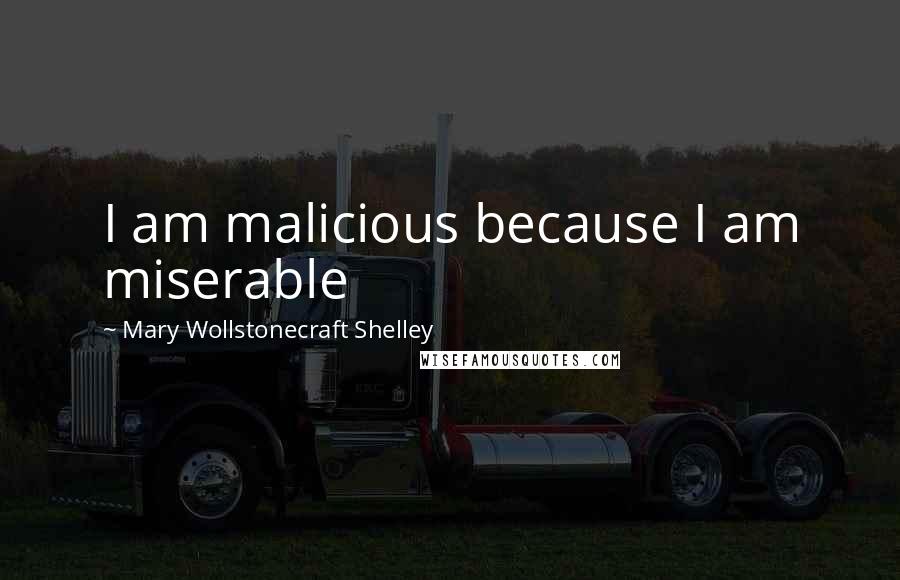 Mary Wollstonecraft Shelley Quotes: I am malicious because I am miserable