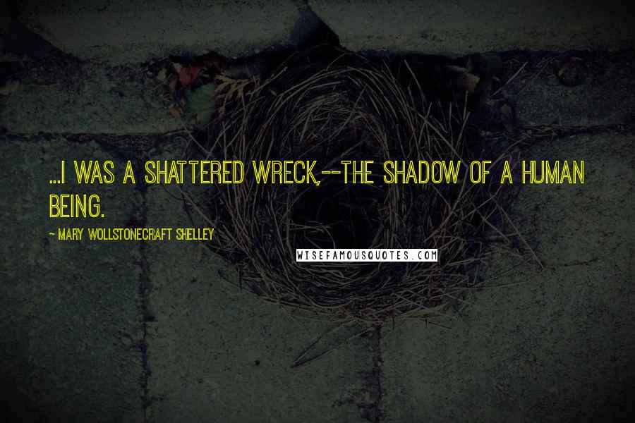 Mary Wollstonecraft Shelley Quotes: ...I was a shattered wreck,--the shadow of a human being.