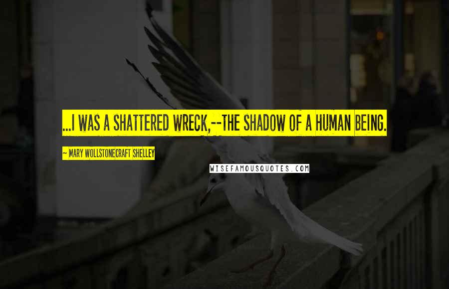 Mary Wollstonecraft Shelley Quotes: ...I was a shattered wreck,--the shadow of a human being.