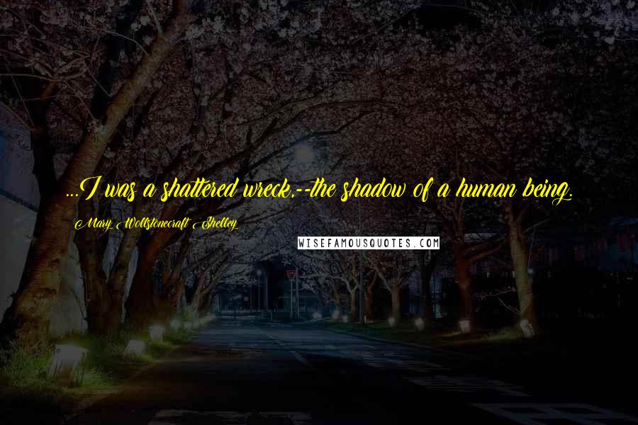 Mary Wollstonecraft Shelley Quotes: ...I was a shattered wreck,--the shadow of a human being.