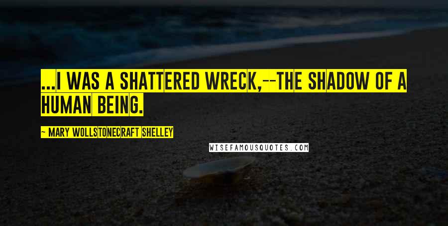 Mary Wollstonecraft Shelley Quotes: ...I was a shattered wreck,--the shadow of a human being.
