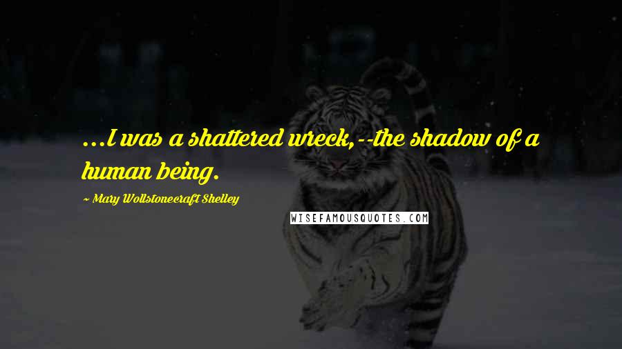 Mary Wollstonecraft Shelley Quotes: ...I was a shattered wreck,--the shadow of a human being.