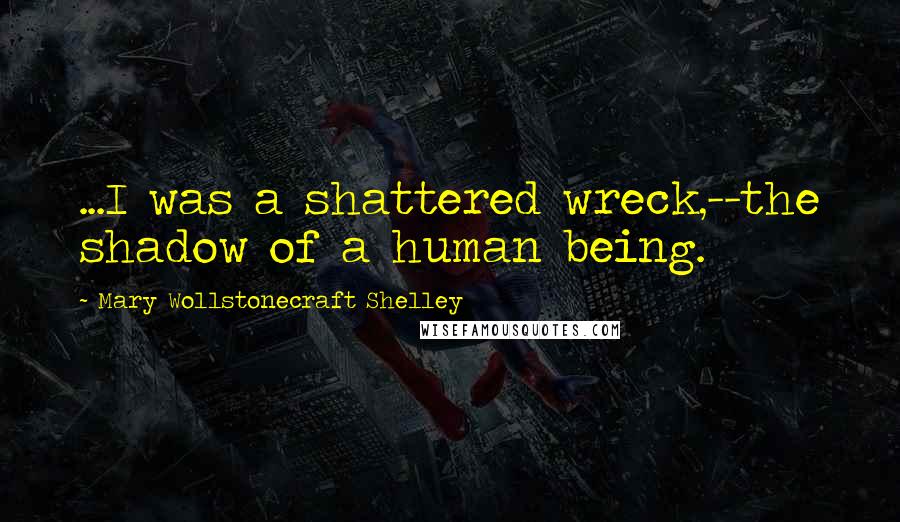 Mary Wollstonecraft Shelley Quotes: ...I was a shattered wreck,--the shadow of a human being.