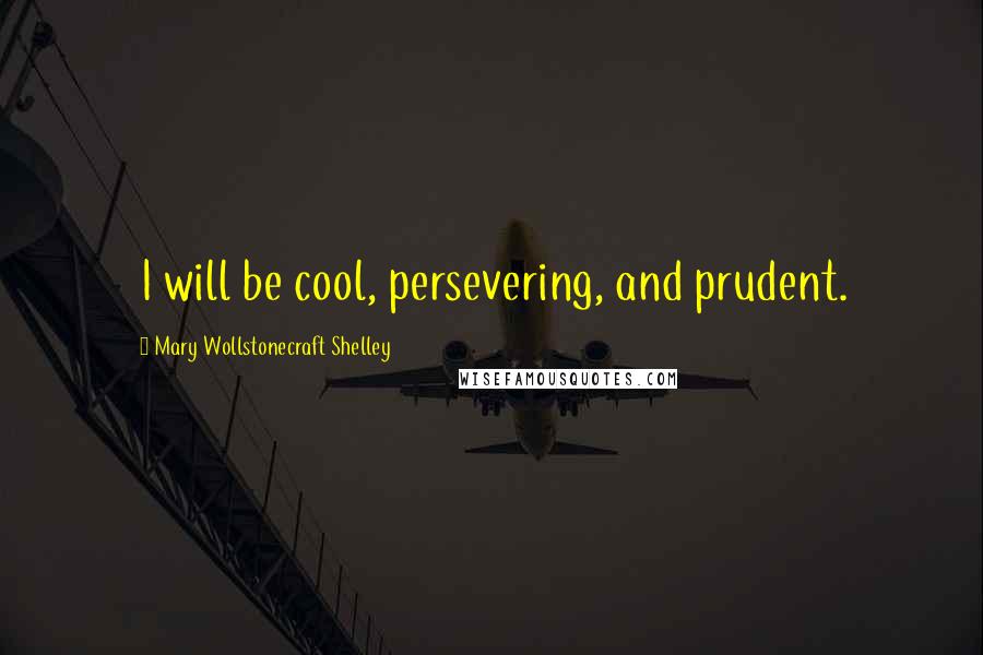 Mary Wollstonecraft Shelley Quotes: I will be cool, persevering, and prudent.