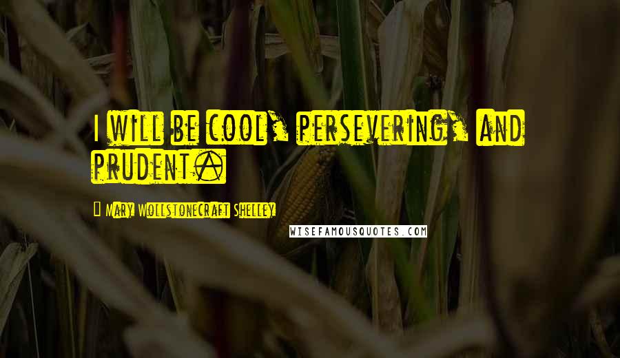 Mary Wollstonecraft Shelley Quotes: I will be cool, persevering, and prudent.