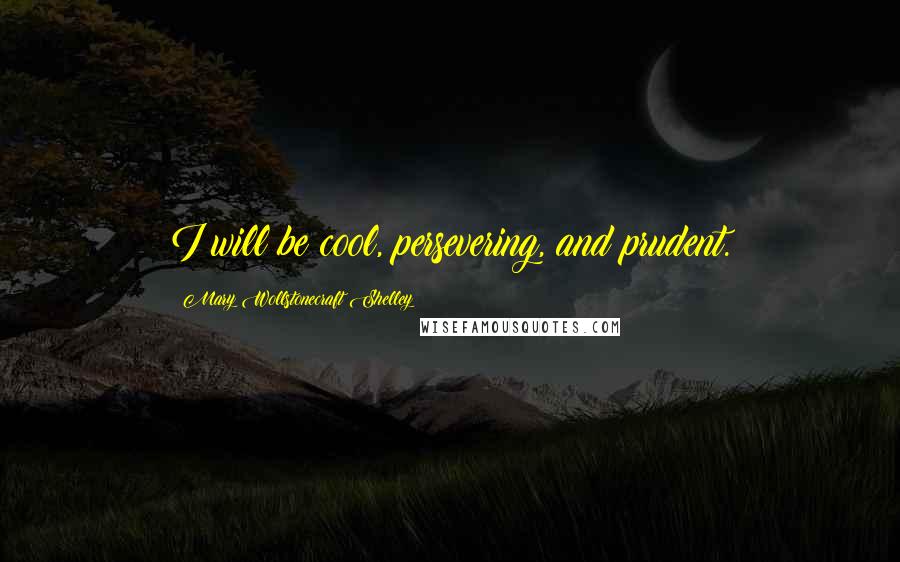 Mary Wollstonecraft Shelley Quotes: I will be cool, persevering, and prudent.