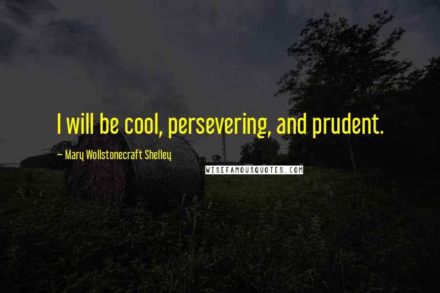 Mary Wollstonecraft Shelley Quotes: I will be cool, persevering, and prudent.