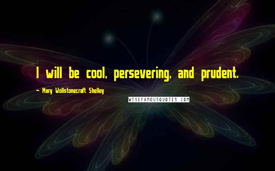 Mary Wollstonecraft Shelley Quotes: I will be cool, persevering, and prudent.