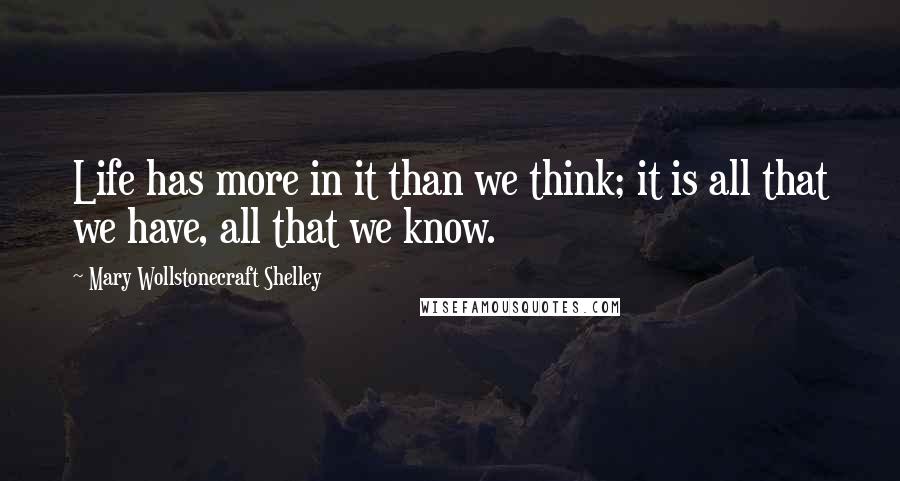 Mary Wollstonecraft Shelley Quotes: Life has more in it than we think; it is all that we have, all that we know.