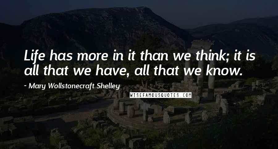 Mary Wollstonecraft Shelley Quotes: Life has more in it than we think; it is all that we have, all that we know.