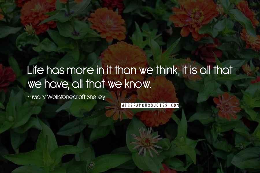 Mary Wollstonecraft Shelley Quotes: Life has more in it than we think; it is all that we have, all that we know.