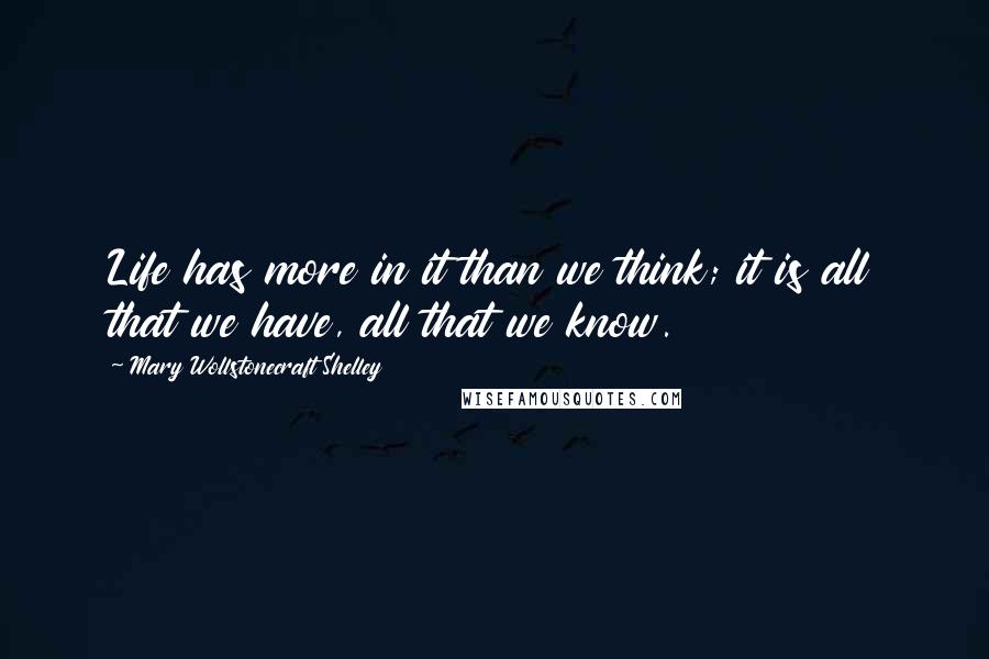 Mary Wollstonecraft Shelley Quotes: Life has more in it than we think; it is all that we have, all that we know.