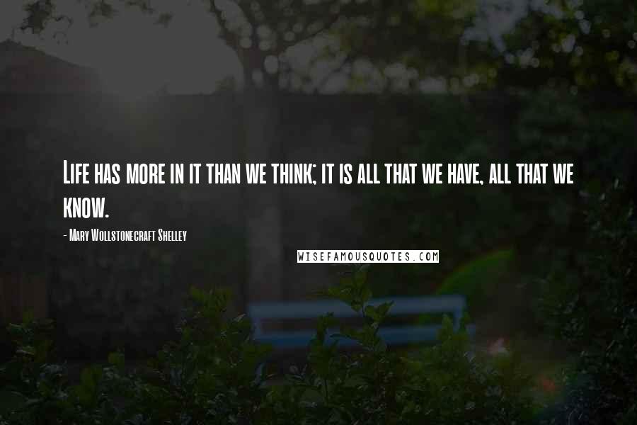 Mary Wollstonecraft Shelley Quotes: Life has more in it than we think; it is all that we have, all that we know.