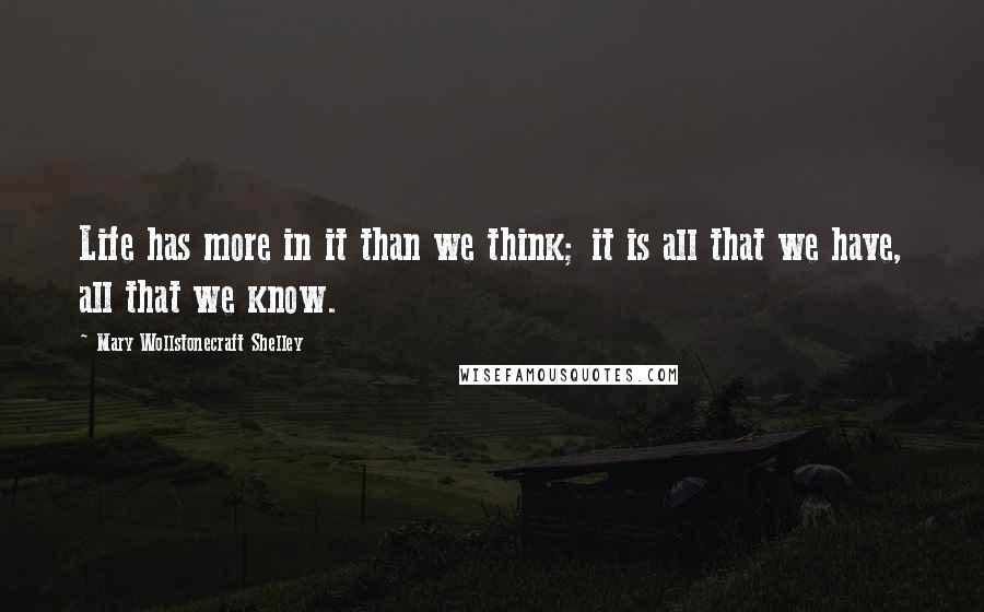 Mary Wollstonecraft Shelley Quotes: Life has more in it than we think; it is all that we have, all that we know.