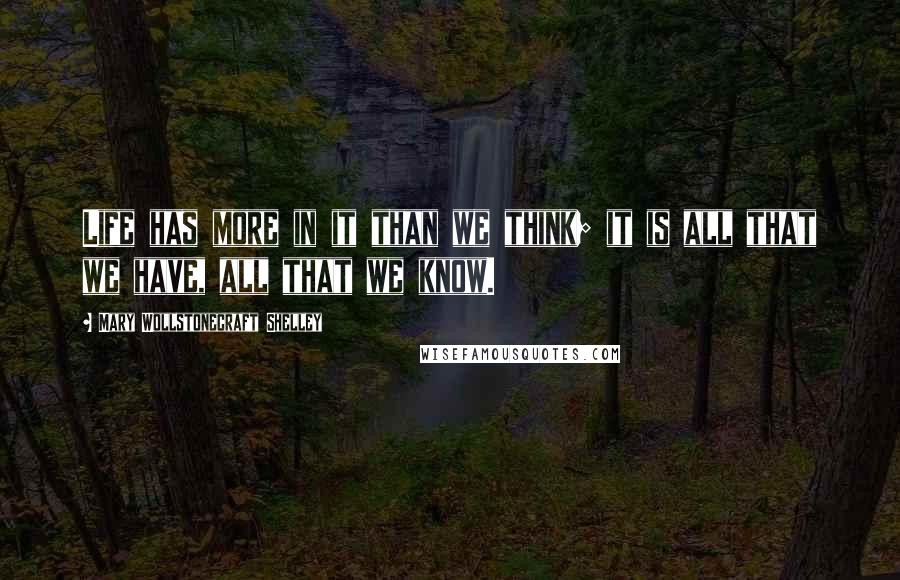 Mary Wollstonecraft Shelley Quotes: Life has more in it than we think; it is all that we have, all that we know.