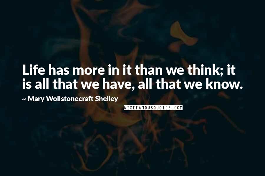 Mary Wollstonecraft Shelley Quotes: Life has more in it than we think; it is all that we have, all that we know.