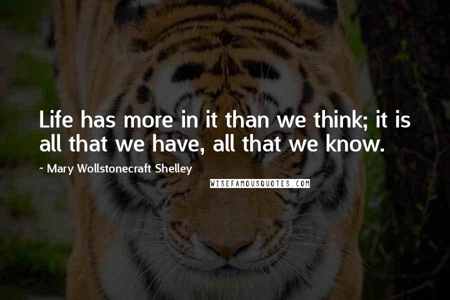 Mary Wollstonecraft Shelley Quotes: Life has more in it than we think; it is all that we have, all that we know.