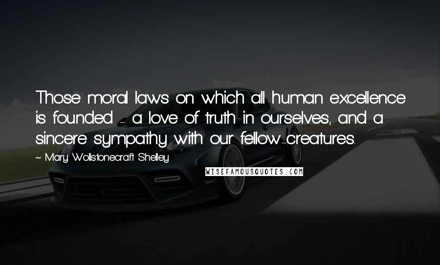 Mary Wollstonecraft Shelley Quotes: Those moral laws on which all human excellence is founded - a love of truth in ourselves, and a sincere sympathy with our fellow-creatures.