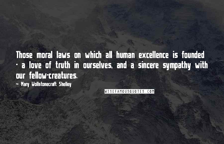 Mary Wollstonecraft Shelley Quotes: Those moral laws on which all human excellence is founded - a love of truth in ourselves, and a sincere sympathy with our fellow-creatures.