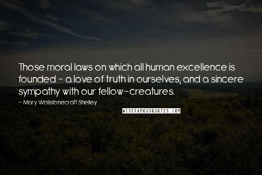 Mary Wollstonecraft Shelley Quotes: Those moral laws on which all human excellence is founded - a love of truth in ourselves, and a sincere sympathy with our fellow-creatures.