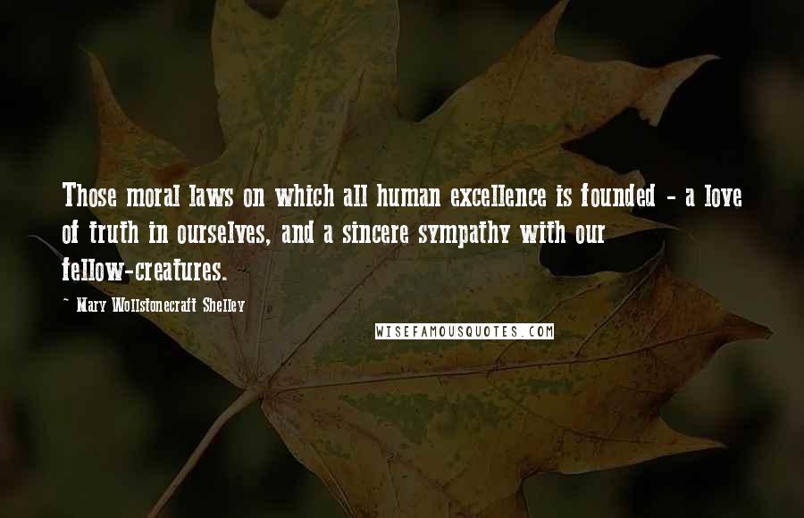 Mary Wollstonecraft Shelley Quotes: Those moral laws on which all human excellence is founded - a love of truth in ourselves, and a sincere sympathy with our fellow-creatures.