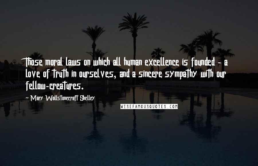 Mary Wollstonecraft Shelley Quotes: Those moral laws on which all human excellence is founded - a love of truth in ourselves, and a sincere sympathy with our fellow-creatures.