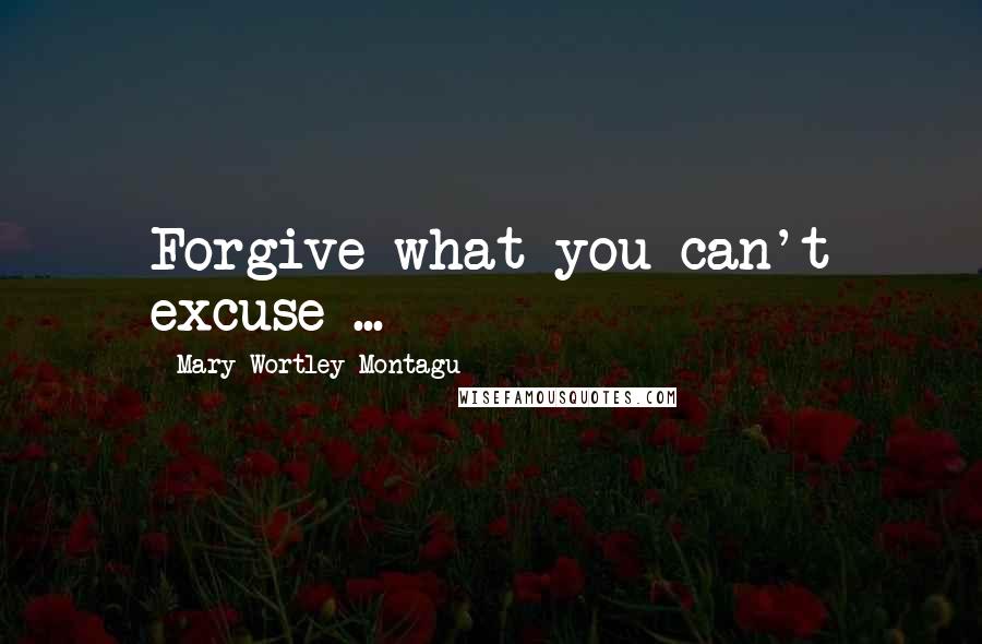 Mary Wortley Montagu Quotes: Forgive what you can't excuse ...