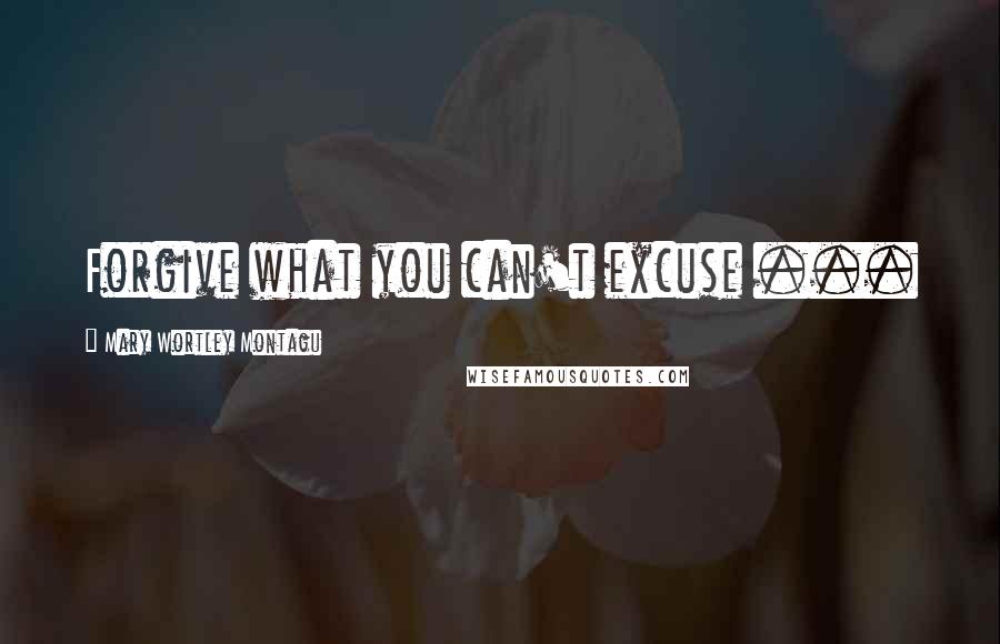 Mary Wortley Montagu Quotes: Forgive what you can't excuse ...