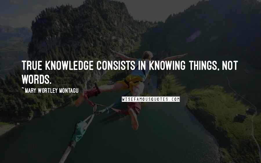 Mary Wortley Montagu Quotes: True knowledge consists in knowing things, not words.