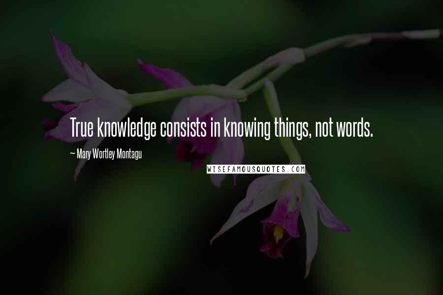 Mary Wortley Montagu Quotes: True knowledge consists in knowing things, not words.